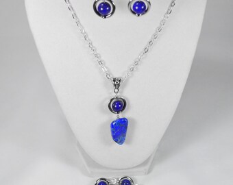 Lapis Lazuli Jewelry set, Healing Lapis Jewelry Set, Blue Stone Jewelry Set, Throat Chakra Healing Jewelry,  Jewelry Set
