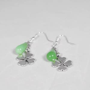 Green Aventurine Earrings, Green Aventurine Lucky Clover Earrings ...