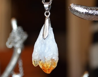 Raw Citrine Nugget Necklace, Raw Citrine Necklace,  Healing Raw Citrine Necklace, Healing Crystal Jewelry