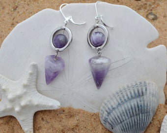 Amethyst Earrings, February Birthstone,  , Amethyst Dangle and Drop Earrings, Chakra Healing Amethyst Earrings