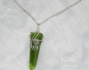 Green Jade Pendant Necklace, Wire Wrapped Jade Necklace, Healing Jade Necklace, Green Jade Necklace,  Healing Crystals
