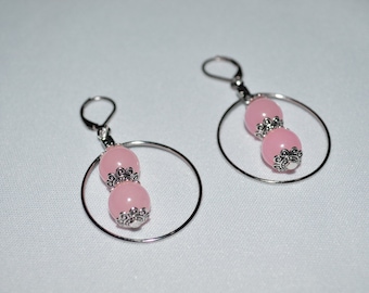 Rose Quartz Earrings, Healing Rose Quartz Earrings,  Heart Chakra Healing Rose Quartz Earrings, Pink Quartz Earrings