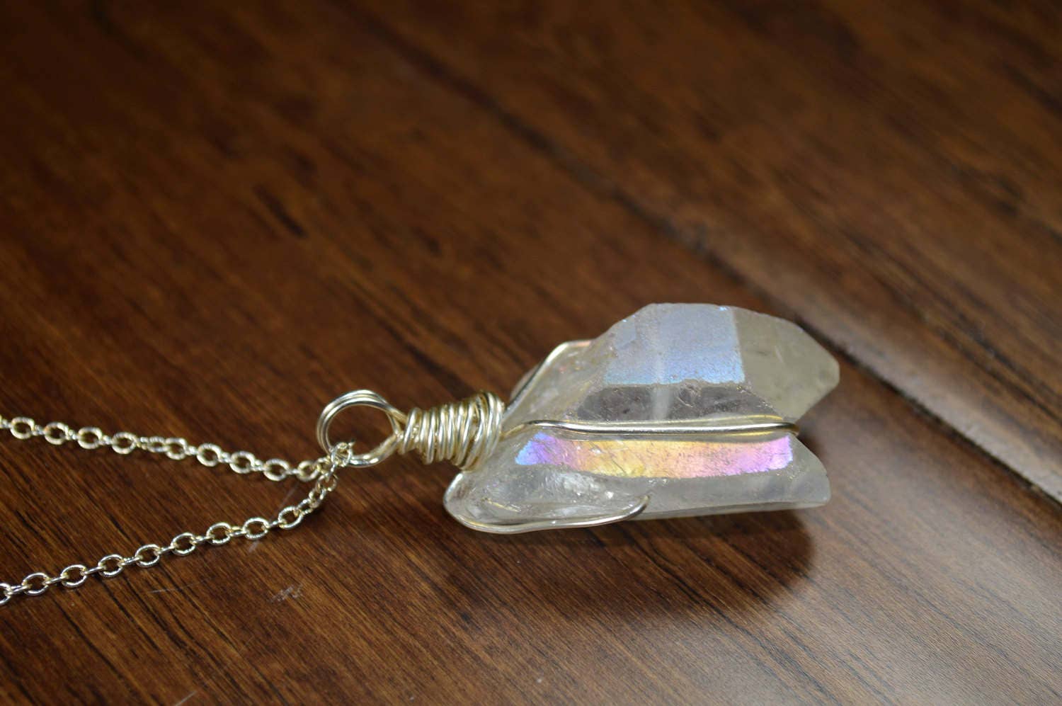 Buy Angel Aura Quartz Necklace Minimalist Dainty Crystal Jewelry , Chakra  Healing Necklace Online in India - Etsy