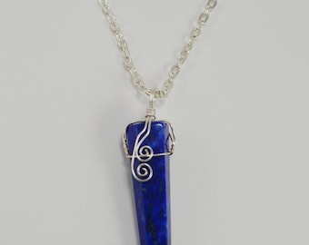 Lapis Necklace, Wire Wrapped Lapis Necklace, Healing Lapis Necklace,  Chakra Healing Necklace