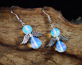 Opalite Angel Earrings, Healing Opalite Angel Earrings,  Guardian Angel Earrings, Chakra Healing Earrings