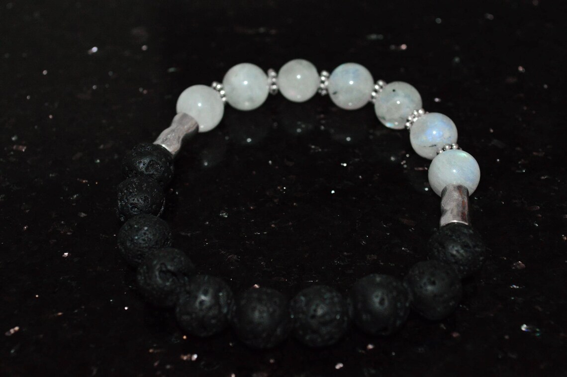 Rainbow Moonstone Diffuser Bracelet Moonstone Aromatherapy Etsy