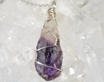 Amethyst Necklace, Black Amethyst Necklace, Raw Amethyst Point Necklace, Crown Chakra Healing Amethyst, Raw Black Amethyst Necklace