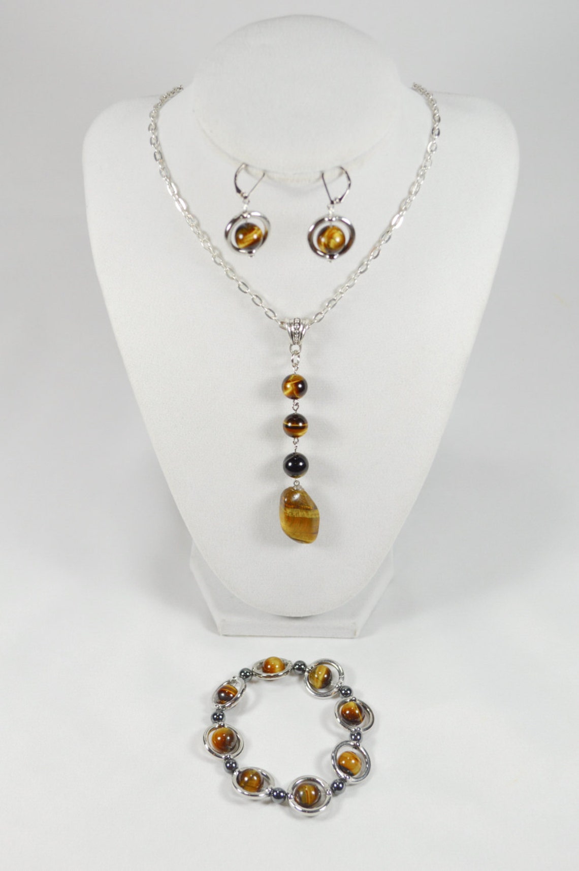 Tiger Eye Jewelry Set Healing Tiger Eye Jewelry Root Chakra Etsy