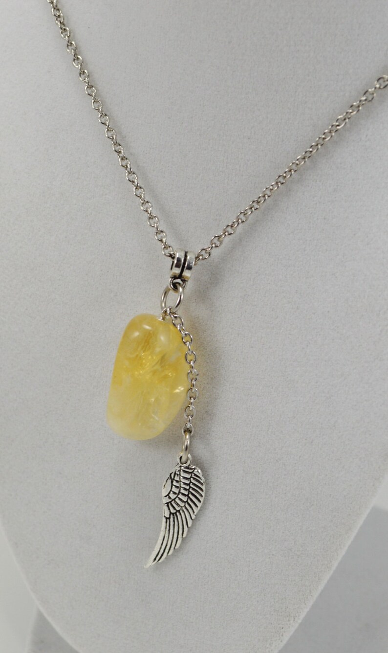 Inspitational Guardian Angel Citrine Necklace Guardian Angel Spiritual Citrine Necklace Valentine/'s Gift Citrine Angel Wing Necklace