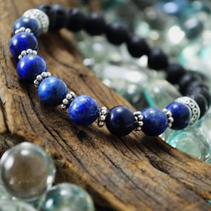 Braccialetto uomo donna in pietra lavica e occhio di tigre, bracciale