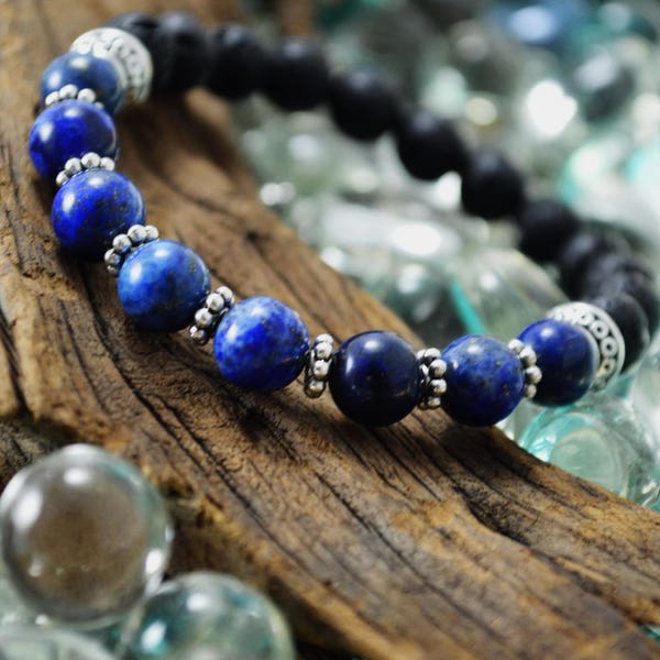 Lapis Lazuli Diffuser Bracelet, Lapis Aromatherapy Bracelet, Lapis Beaded Bracelet, Essential Oil Diffusing Bracelet,