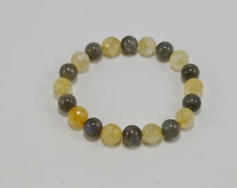 Labradorite with Citrine Bracelet,  Chakra Healing Bracelet,Healing Crystal Bracelet, Metaphysical Healing Jewelry