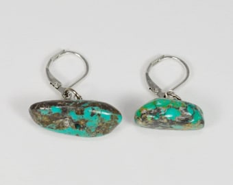 Turqoise Earrings, Healing Turquoise Earrings, Heart Chakra Earrings,  Native American Turquoise Earrings