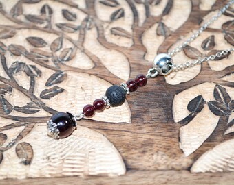 Garnet Necklace, Healing Garnet Necklace, January Birthstone, Garnet Diffuser Necklace,  Chakra Healing Necklace