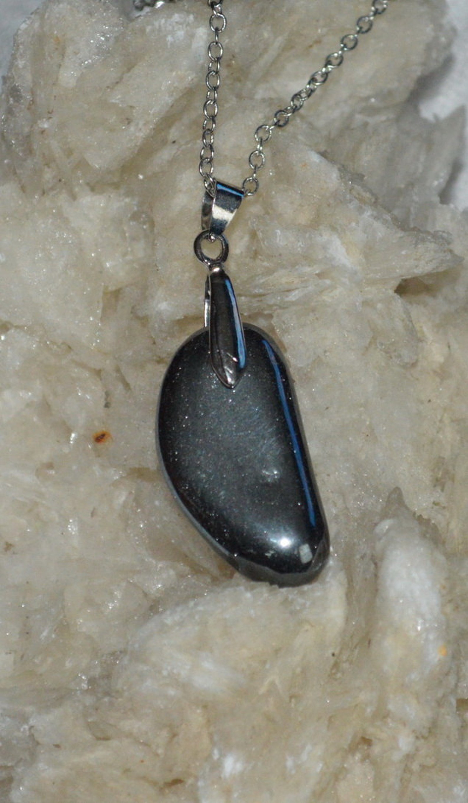 Hematite Necklace Healing Hematite Necklace Grounding Stone Etsy