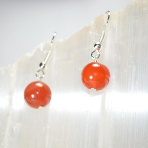 Carnelian Earrings, Red Stone Earrings,  Gifts Under 15 Dollars, Stocking Stuffers, Red Earrings