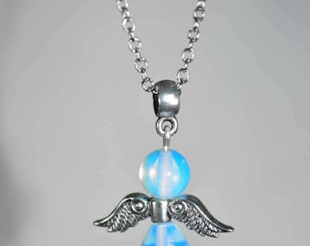 Opalite Necklace, Healing Opalite Angel Necklace, Guardain Angel Necklace,  Chakra Healing Angel Necklace