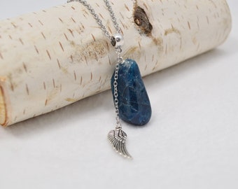 Apatite Necklace, Angel Wing Necklace, Guardian Angel Apatite Necklace,  Apatite Pendant, Guardian Angel Pendant Necklace