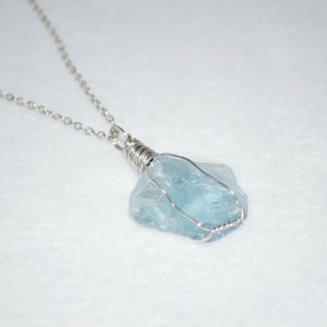 Celestite Pendant Necklace, Raw Celestite Pendant Necklace, Wire Wrapped Celestite Necklace, Throat Chakra Healing Pendant,
