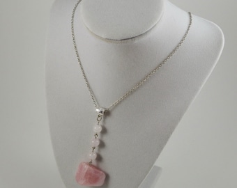 Rose Quartz Necklace,  Healing Rose Quartz Necklace, Valentine's Jewelry, Stone of Love, Love Stone