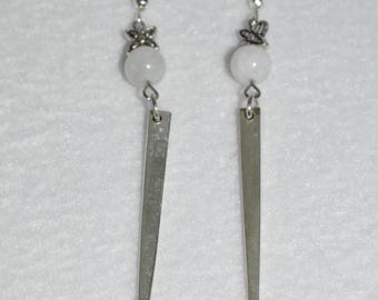 Moonstone Fork Earrings, Fork Tine with Moonstone Earrings,  Flatware Earrings, Flatware Jewelry