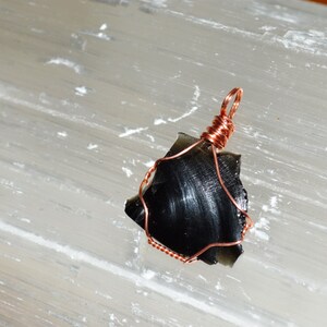 Raw Obsidian Pendant: Copper Wire Wrapped, Chakra Healing