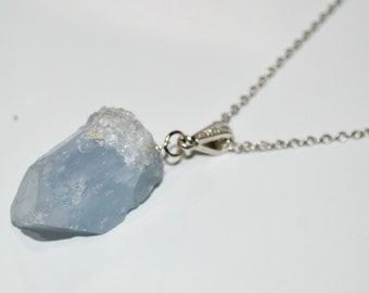 Celestite Necklace, Healing Raw Celestite Necklace, Raw Celestite Pendant Necklace,  Healing Crystal Necklace