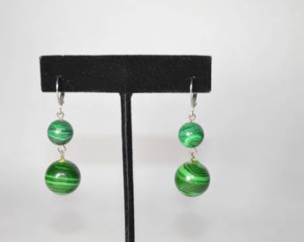 Malachite Earrings, Healing Malachite Earrings,  Heart Chakra Healing Malachite Earrings