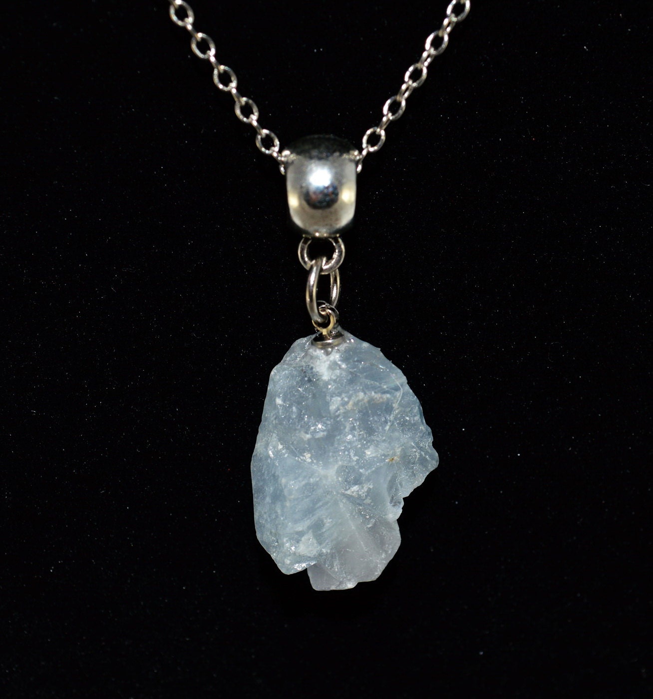 Blue Celestite crystal pendant. 1 piece Rough... - Depop