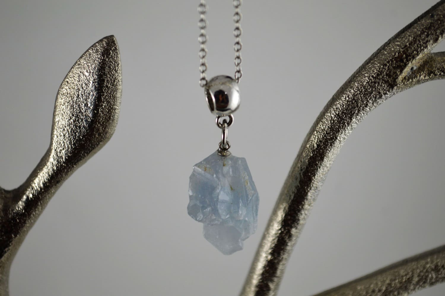 Raw Blue Celestite Crystal Pendant Necklace Silver Plated Wire Wrapped  protection healing stone celestine rock gem natural aqua rough gemstone –  woot & hammy