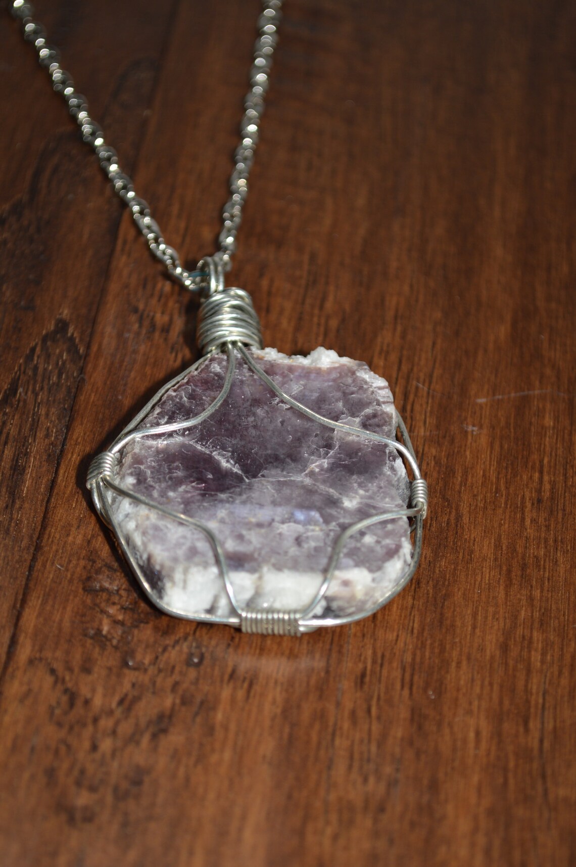 Lepidolite Necklace Raw Lepidolite Necklace Lepidolite Wire - Etsy