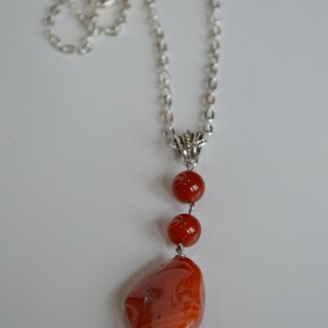 Carnelian Pendant Necklace: Stainless Steel Boho Healing Jewelry