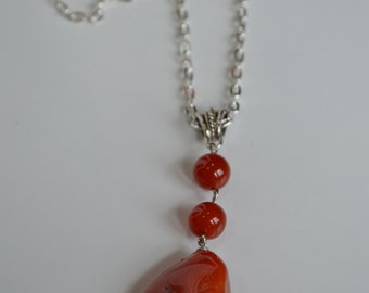 Carnelian Pendant Necklace, Sacral Chakra Healing Necklace, Boho Red Necklace, Carnelian Necklace,  Healing Jewelry