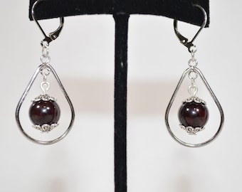 Garnet Earrings, Healing Garnet Teardrop Earrings, January Birthstone Earrings,  Chakra Healing Garnet Teardrop Earrings