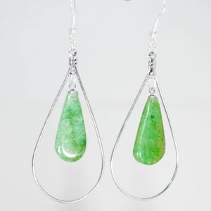 Green Aventurine Earrings, Healing Green Aventurine Hoop Earrings,  Stone Of Luck, Heart Chakra Earrings