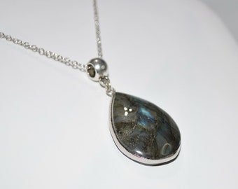 Labradorite Necklace, Labradorite Teardrop Necklace, Healing Labradorite Necklace, Labradorite Stainless Necklace