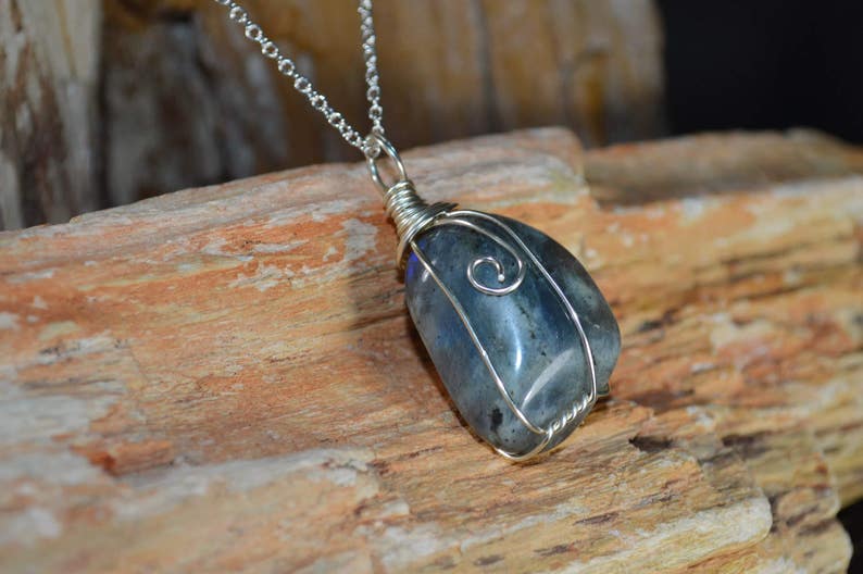 Labradorite Necklace Healing Labradorite Wire Wrapped - Etsy