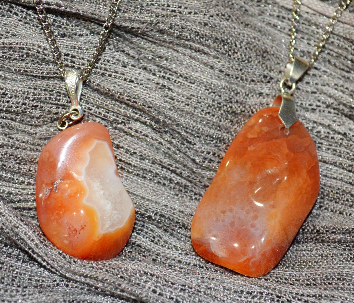 Wire Wrapped Carnelian Healing Crystal Pendant Necklace – Moon Lotus Rising