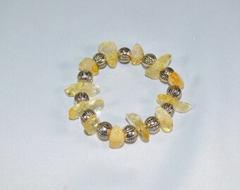 Citrine Braclet, Citrine Nugget Bracelet, Solar Plexus Chakra Bracelet,  Healing Citrine Nugget Bracelet