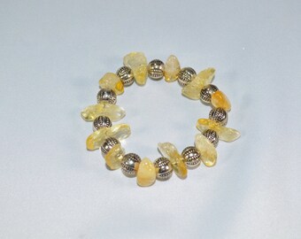 Citrine Braclet, Citrine Nugget Bracelet, Solar Plexus Chakra Bracelet,  Healing Citrine Nugget Bracelet