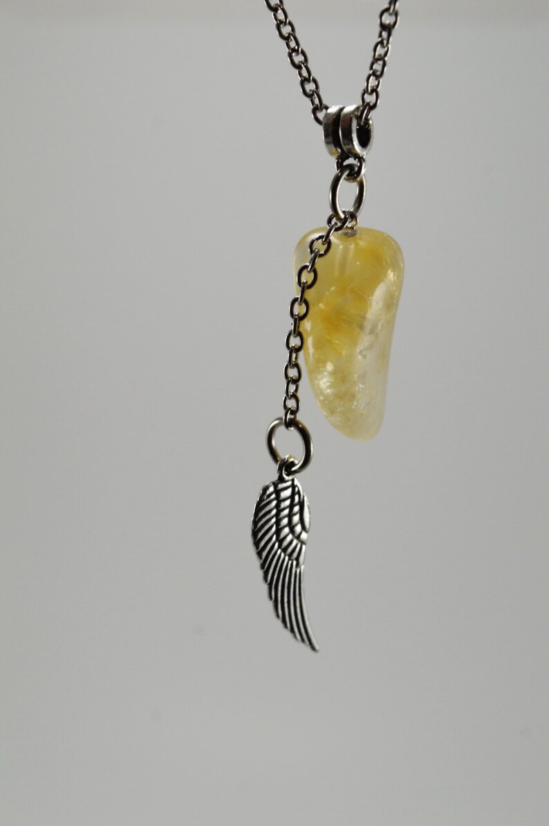 Inspitational Guardian Angel Citrine Necklace Guardian Angel Spiritual Citrine Necklace Valentine/'s Gift Citrine Angel Wing Necklace