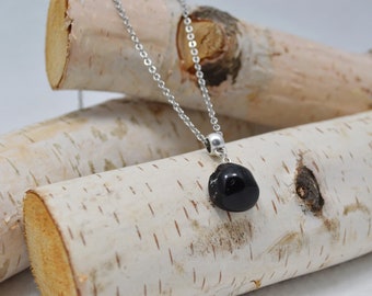 Apache Tears Necklace, Tumbled Apache Tears Necklace,  Black Stone Jewelry, Protection Stone Necklace, Boho Black Jewelry
