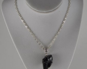 Raw Obsidian Necklace, Healing Raw Obsidian Necklace, Chakra Healing Obsidian Necklace, Valentine's Gift