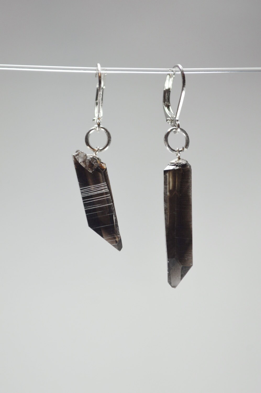 Smokey Quartz Earrings, Raw Smokey Quartz Point Earrings, Chakra ...