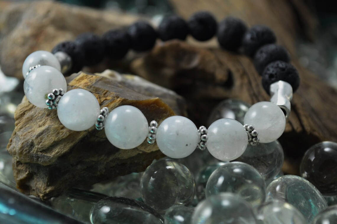 Rainbow Moonstone Diffuser Bracelet Moonstone Aromatherapy Etsy