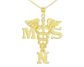 MSN Masters Nurse Necklace in 14K Gold