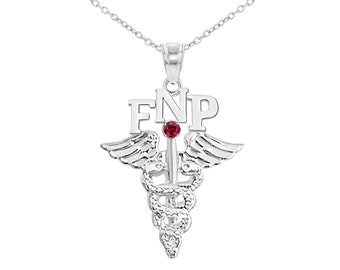 Family Nurse Practitioner FNP Necklace in Silver