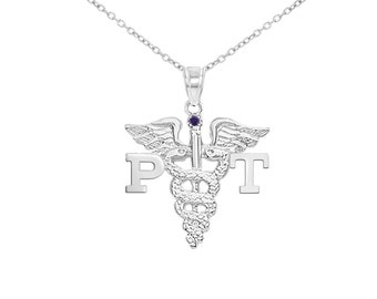 Physical Therapist PT Graduation Necklace in Silver