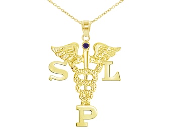 Speech Language Pathologist SLP Necklace | 14K Yellow Gold