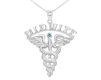 Midwife Graduation Silver Charm Necklace